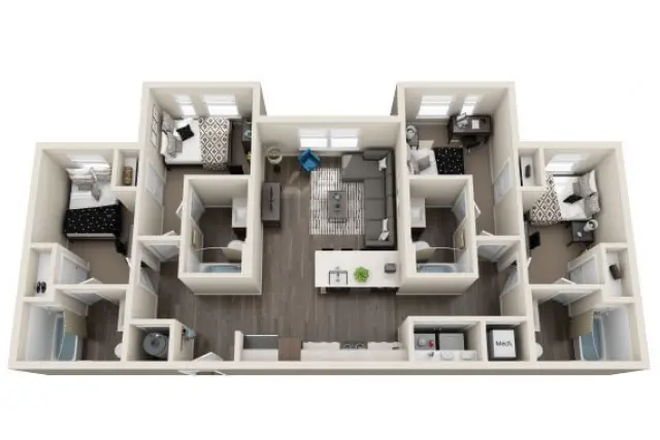 Overview - Apartment with private room & restroom, great amenities, in unit dryer, and bus access!