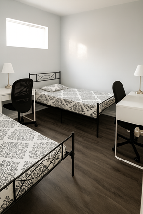 Bedroom A: $930 with Single sized bed - Private rooms in a shared basement at Cindy Nicholas Dr, Utilities included!
