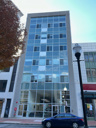 Front of the Building - 109 W Lexington Apartments, modern, downtown, great transportation options