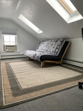 futon bed/couch in bedroom, skylights have blackout shades - Skylit Room Amazing Cambridgeport location! Great $ price! Historic soap worker's townhouse, AC