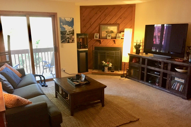 Living Room view to Deck - Gold Run Condominium -2BR, 2Bath Across from Campus