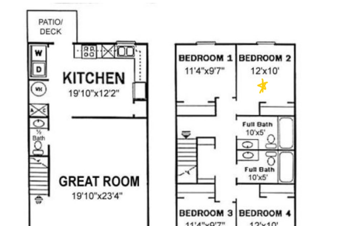 Layout - 2 Rooms in a Pheasant Run Townhome