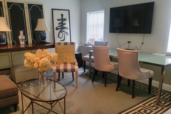 Dining area with Big Screen TV - 2 BR/2BA Heart of Ansley Park