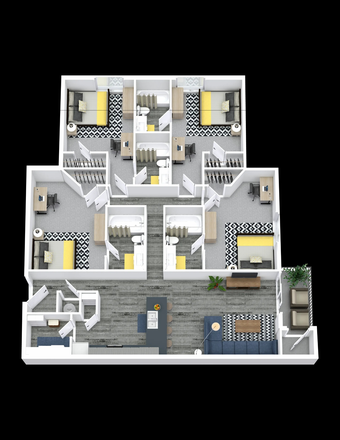 Complete Floorplan of the whole apartment. - Station 21 - Bedroom & Bathroom - Winter, Spring, & Summer Sublet