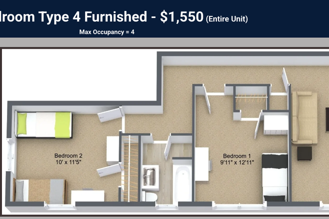Layout of actual unit - Fairview Apartments! Close to campus, shopping, eateries! Plenty off-street parking! Great roomate!