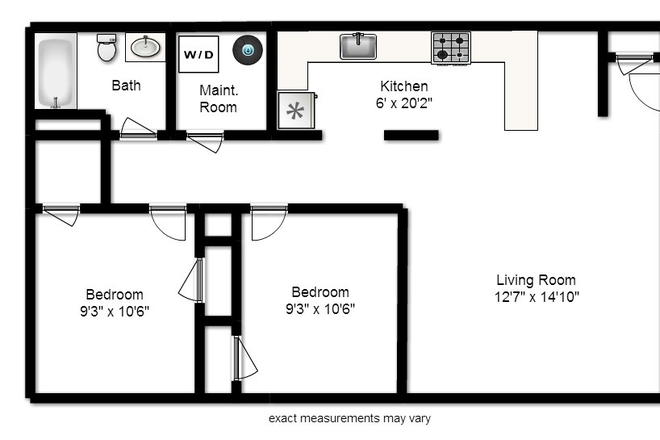 floor plan - 2br apt for rent - summer sublease