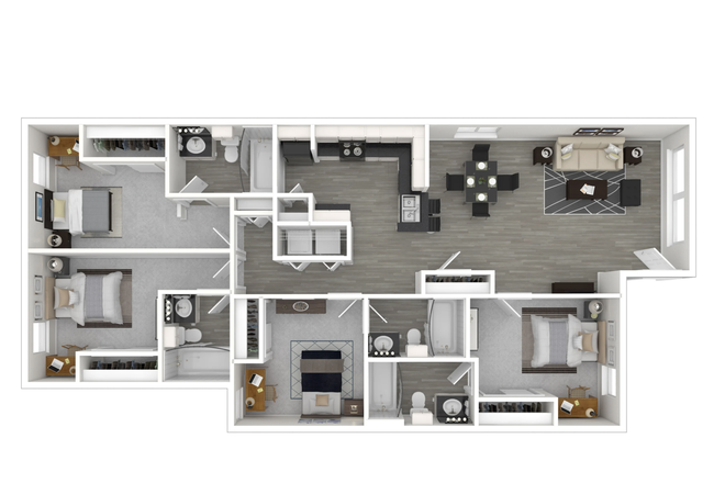 4x4 Floorplan - The Verge Apartments