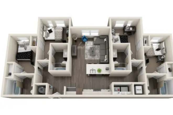 The Dawson 4x4 Layout (Sold out 2026-2027!) - ⭐ 4x4 Female Lease Takeover at The Standard at Tampa!