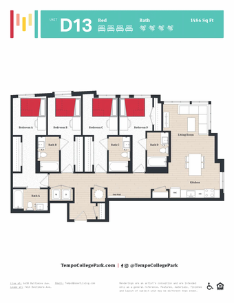Your unit will be Unit A (biggest unit) - Top-Floor Private Room at Tempo College Park, Fall Sublet or Full Lease Available Apartments