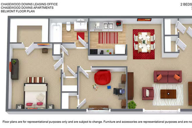 Floorplan - Chasewood Apartment (Delmar) with Patio (Female Rommate Only)