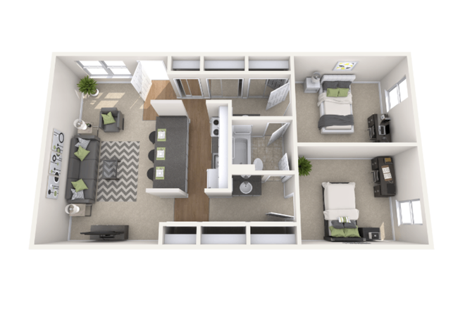 The unit available is the one closest to the front door. The sink hallways also have doors and are completely private. - Campus Hill (Capitol Villa)