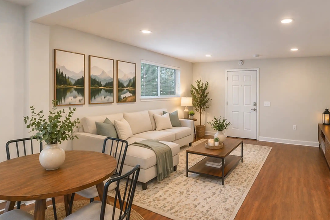 Living Room_Dining - Modern, Large 2 Bedroom/1.5 Bath Apt 10 mins from University