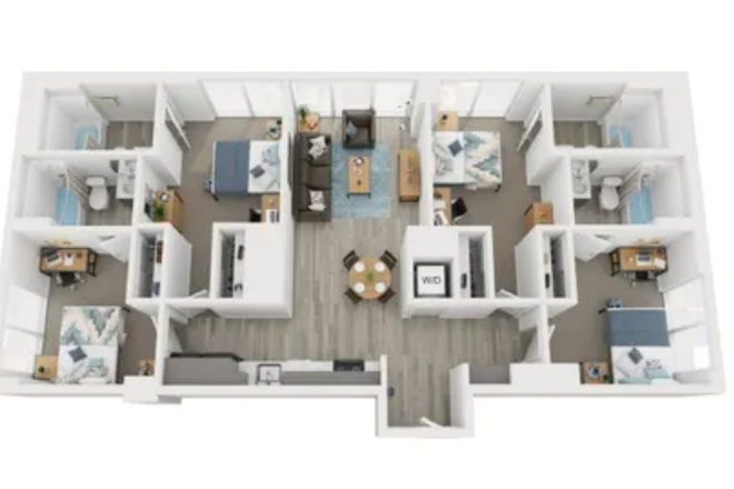 Unit floor plan - Life Tower 4bd/4bath unit