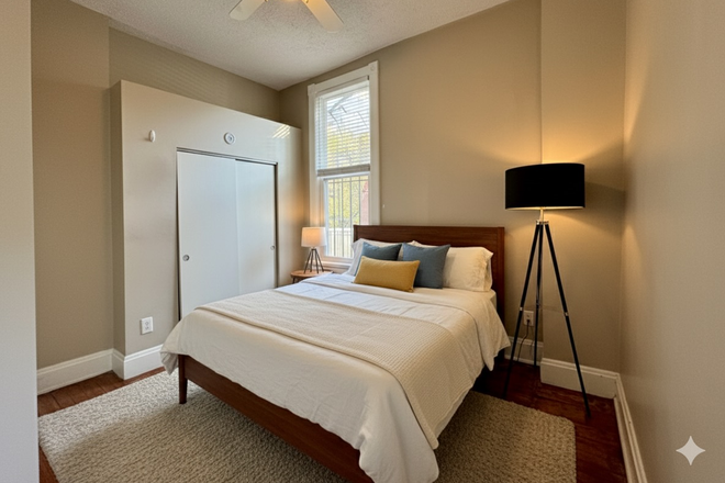 staged bedroom - 3 bed apartment walking distance to campus!