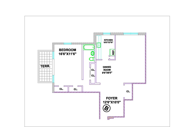 floor plan - 1 Bedroom 1 Bath in Apt Bldg Garden City Border
