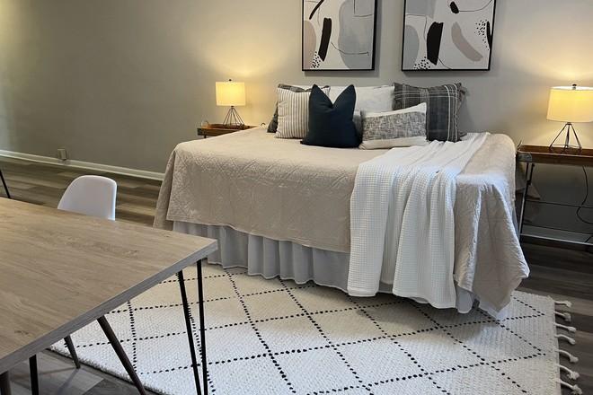 Sleeping area - Fully Furnished Studio Apartment One Block from Peabody and JHU/JHMI Shuttle Stop