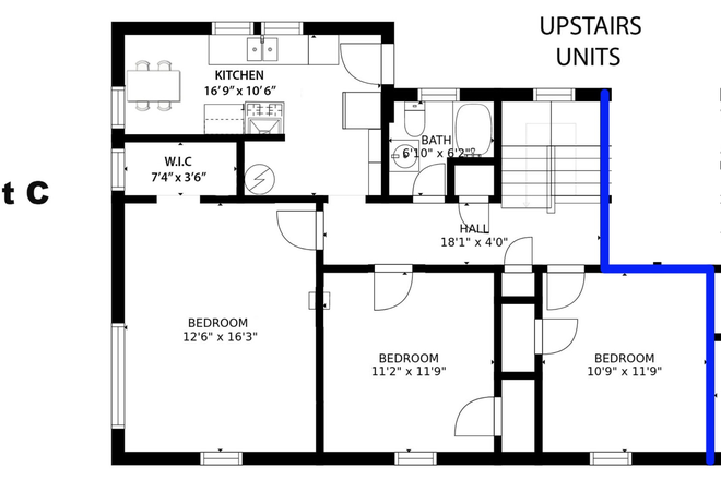 floor plan - 1694 Oxford St Berkeley, Unit C