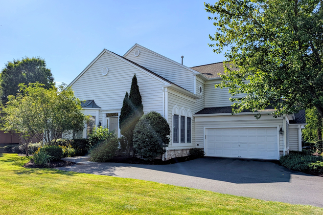 Front and garage view - A sun-filled end-unit townhome in Princeton