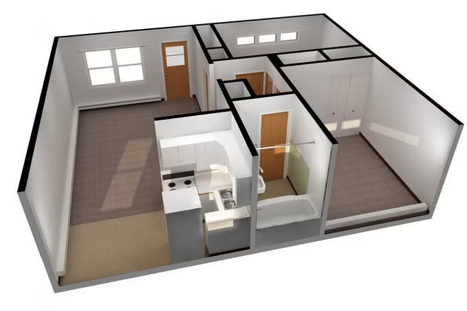 floor plan - Athens Court 2-Bedroom Unfurnished – Roommate Wanted