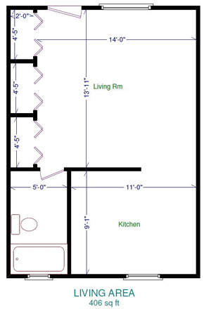 Floor plam - Studio Apartment for Sublease (750/month) – Right Across from Campus