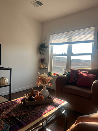 living room with complete sunset view - South Commons 1 Apartment