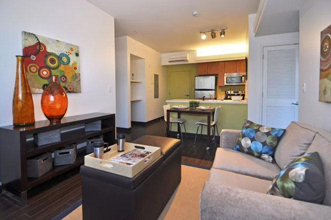 Living room - Furnished 2BR/2BA at The Continuum — Grad/Professional Only (Aug 2026–Jul 2027)