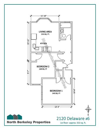 Floorplan - Private Room in 2BD/1BA, Near Campus, BART, and Trader Joe's