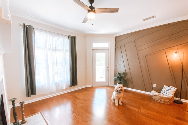 New hardwood floors, Accent wall , fireplace, access to private porch open floor plan, - A MOVE IN READY newly renovated 2 bed/1 bath condo in the most sought after Concord gated c