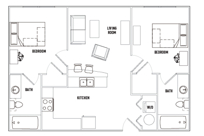 Sample Apartment Layout - 2nd Ave Centre: 2x2 Apartment