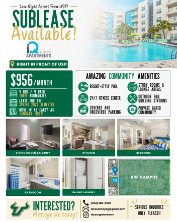 Sublease Flyer - IQ Luxury Apartments