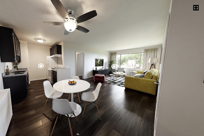 Living room and Kitchen - University Riverside Gardens Apartments