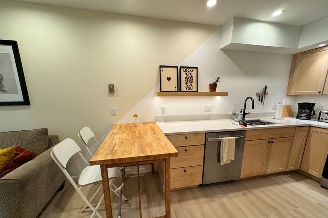 New Dishwasher, stove, microwave and fridge. - One Bedroom Townhome, Fully Furnished, All Utilities, Parking, Flexible Lease