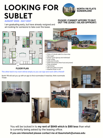 Flier - SUBLET North 116 Flats