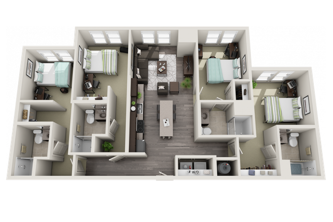 Room with tub next to washer units - Skyvue