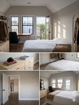 Furnished Bedroom - Beautifully Renovated Top-Floor Room with Private City-View Balcony