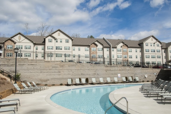 Outside view of building 28( the one I live in) with pool in picture as well - Bellamy Dahlonega building 28