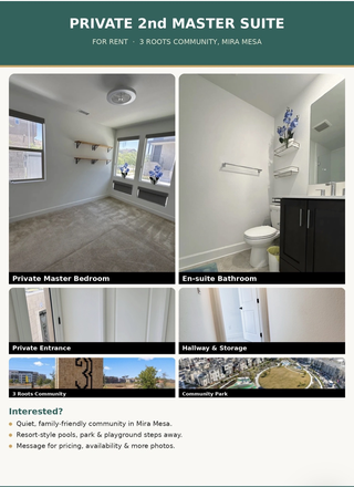 Flyer - Private First-Floor Suite w/ Own Bathroom - Entire Floor to Yourself