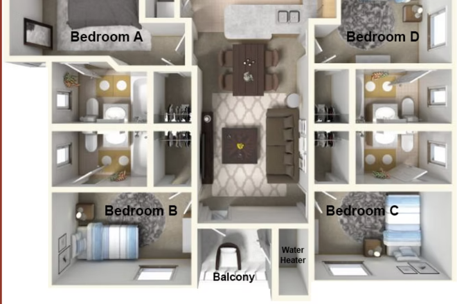 Floorplan (my bedroom is A) - Block 36 Apartments