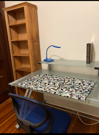 Spacious desk, lamp, and two bookcases. - Room in first floor two-family. A few blocks from Davis Square/Two stops from MIT on the Red Line. Apartments