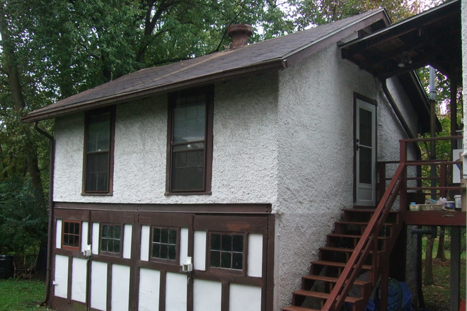 apartment from outside; take pictured stairwell up to apartment - Sunny "treehouse" apartment