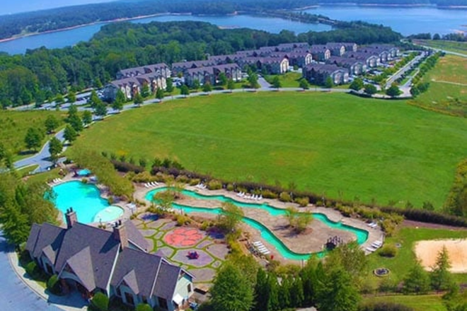 An aerial perspective of The View at The Pier. - $700 ALL-INCLUSIVE | 1721 sf • Privately Keyed 4x4 Luxury Condo | TWO MONTHS FREE + $1000 GIFT CARD