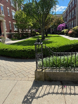 Courtyard of 59 Babcock - Primary Bedroom in Coolidge Corner condo with beautiful courtyard