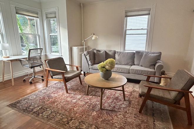 Living Room - AVAILABLE Jan. 1! Furnished & newly updated 2 BR in Davis Sq. Driveway & washer/dryer