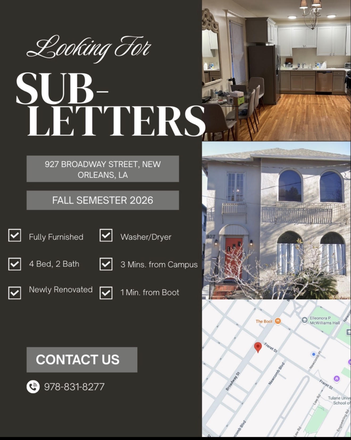 Kitchen, Outside, and location - Premier Location for Tulane Students (Broadway Street)