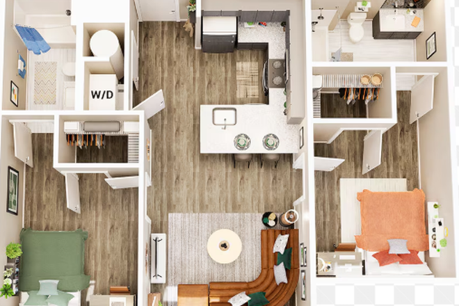 Room for rent is the one next to the kitchen! (flipped image) - 1 bed/1 bath at Union