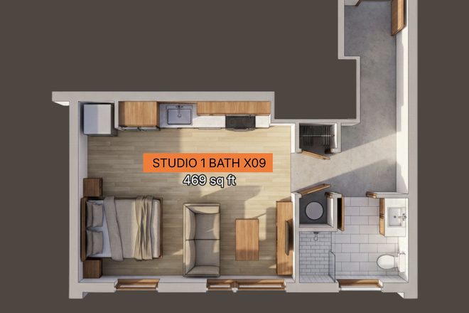 Entire floorplan - New Construction Spacious Studio Close to BU