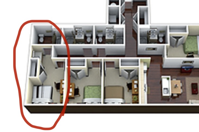 Private bedroom and bathroom, kitchen, living room, and washer and dryer - Continuum