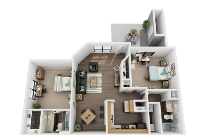 Floor plan- Rental Bed and Bath on Right Side. - Summer Sublet- Female Preferred May-July Apartments