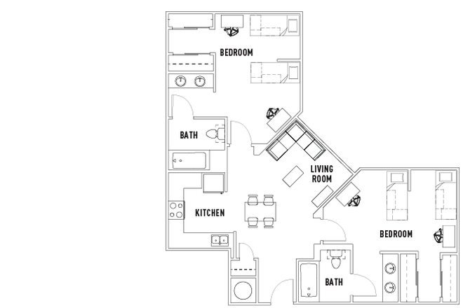Floorplan - Plaza Verde, 2 Bed/2 Bath B Shared Room