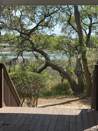 Shem Creek View from Breezeway - Shem Creek Estuary - Furnished 1BR with Screened-In Porch, Pool, Dock, Creekside Apartments
